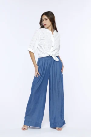 PANTALONE comodo pull on dal taglio largo con orlo alto alla caviglia